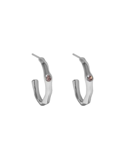 White gold [pink ] 925 Sterling Silver Geometric Minimalist Stud Earring